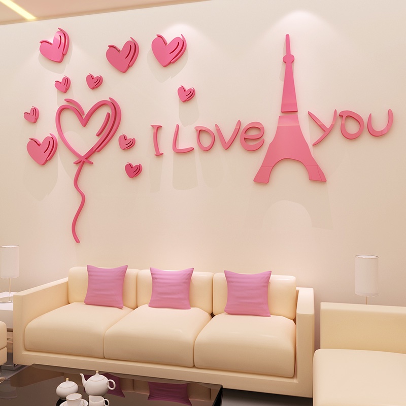 Tranh dán tường mica 3d decor khổ lớn - love tháp, tranh trang trí phòng khách, phòng ngủ, spa, nail Nhiều Size - EPeBen