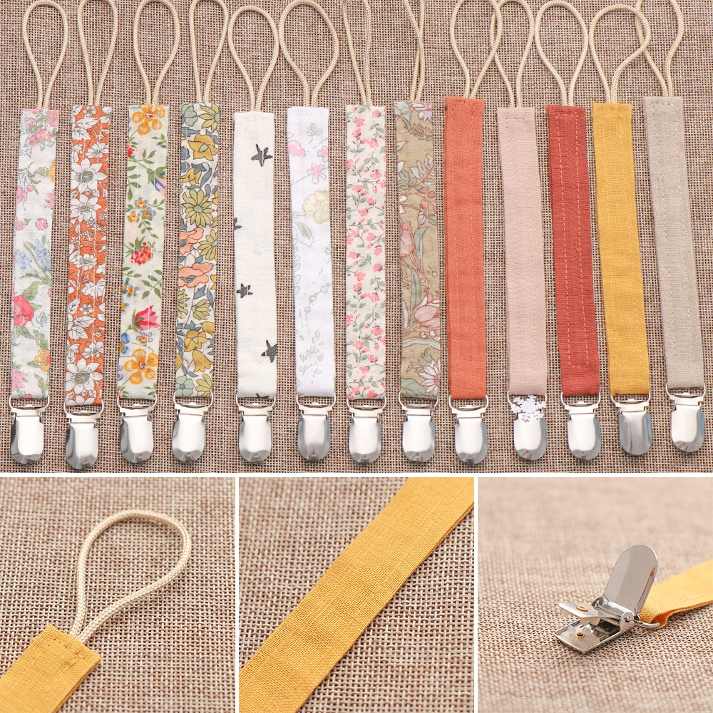 LAYOR Printing New Infant Feeding Linen Cotton Anti-fall Pacifier Clip