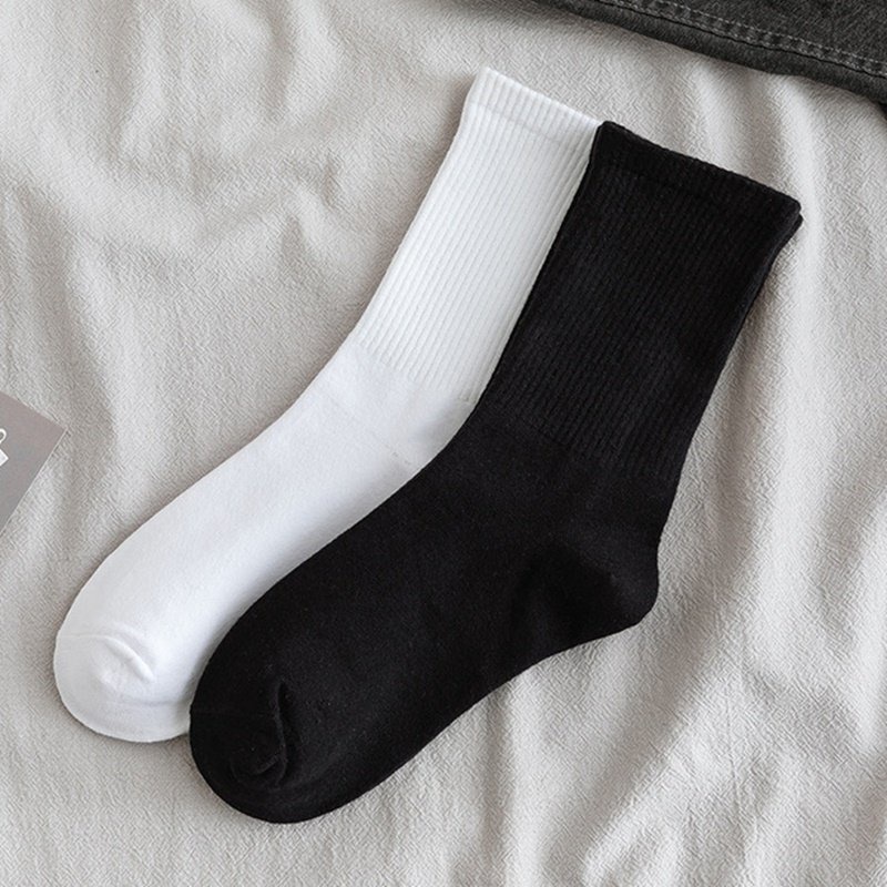 Tất vớ cổ cao dài Trơn cotton 2 màu trắng đen thời trang unisex nam nữ dáng thể thao cao cấp