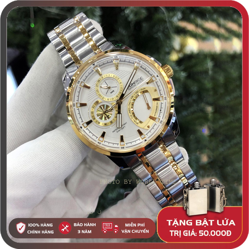 Đồng Hồ Nam Dây Thép Sunrise 1136SA, Full Box, Bảo Hành 3 Năm, Sapphire Chống Xước, Chống Nước