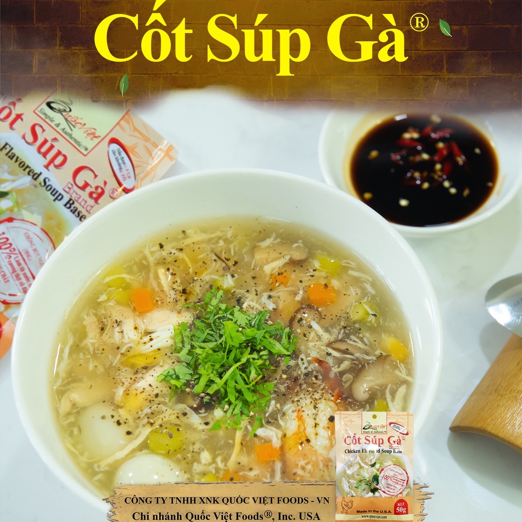 Cốt Súp Gà Quốc Việt - Nhập khẩu USA - Chicken Flavored Soup Base (50g)