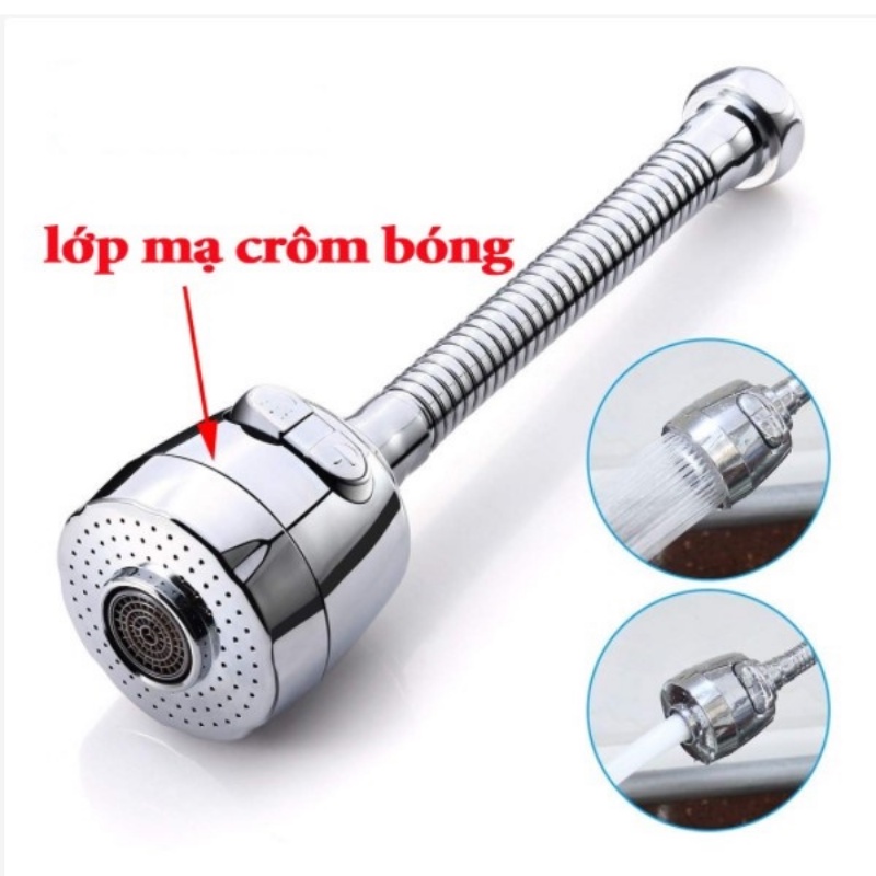 Đầu gắn vòi rửa chén VTA-02 (dài 16cm) CHỐNG VĂNG NƯỚC kết hợp thân vòi xoay linh hoạt 360 tiện lợi với 2 chế độ nước