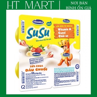 VỈ 4 HỘP SỮA CHUA VINAMILK SUSU IQ TÁO/CHUỐI/CÓ ĐƯỜNG