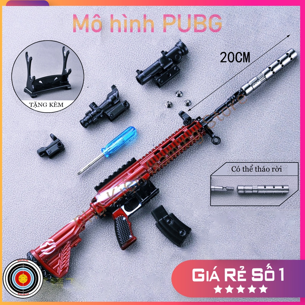 Mô hình M416 pubg kim loại lắp ráp mini nhiều skin độc đáo dài 20cm đồ chơi lắp ghép tặng kèm kệ đỡ trưng bày