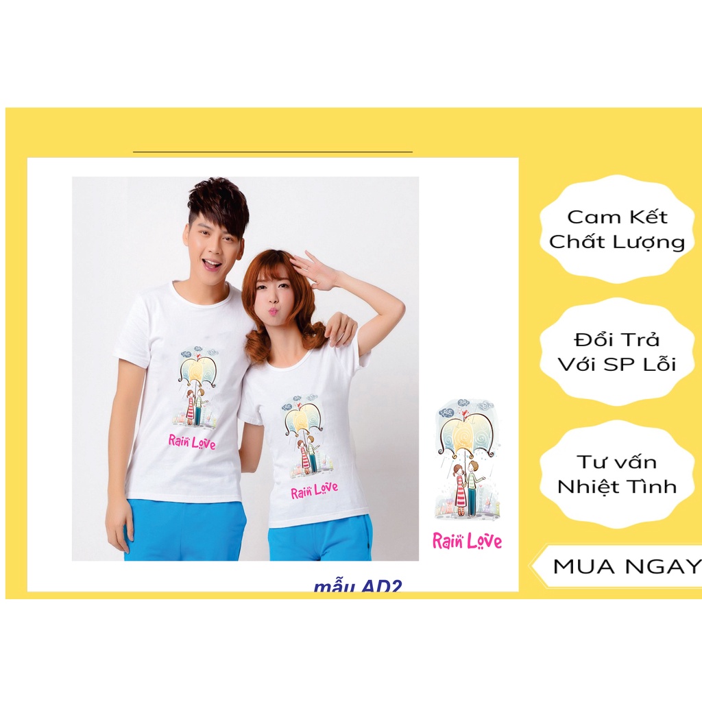 Áo đôi nam nữ tay cộc in hình ngộ nghĩnh , áo cặp in hình phong cách HÀN QUỐC