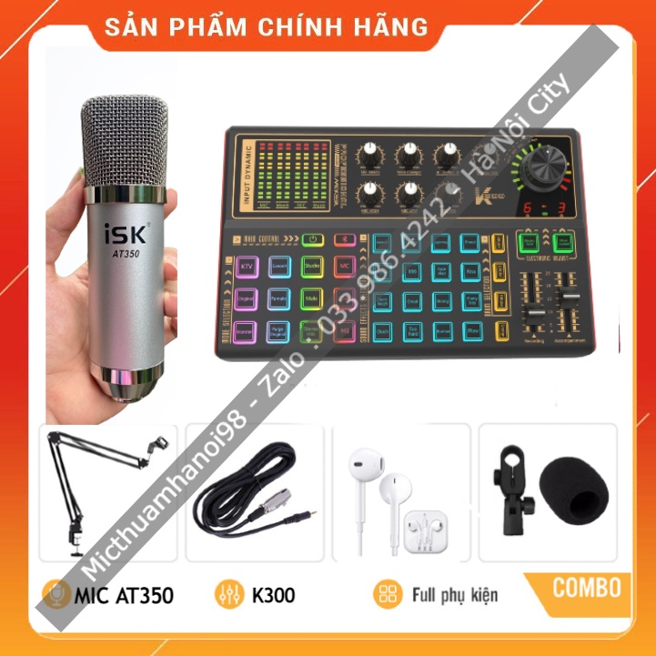 Bộ Mic Hát Livestream Sound Card K300 &amp; Mic AT350 . Chất Âm Cực Hay , Livestream Bigo , Facebook , Tiktok