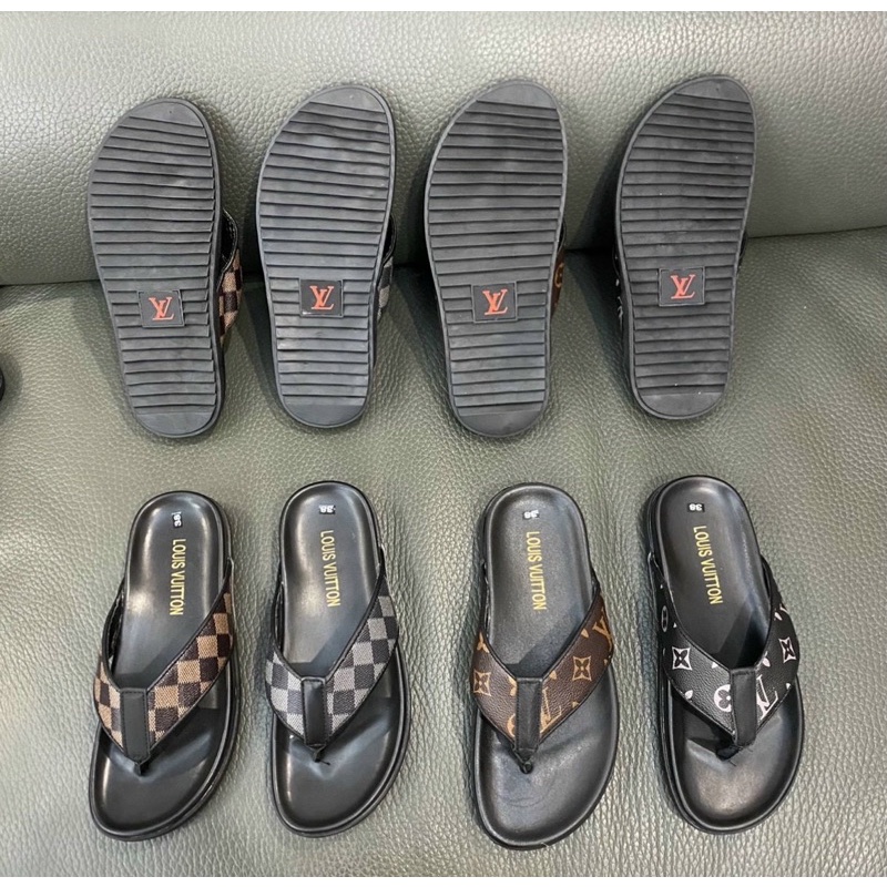 Dép xỏ ngón thời trang nam có hoạ tiết logo kẻ chìm, Dép tông mùa hè phong cách giới trẻ btshop từ 38 đến 42