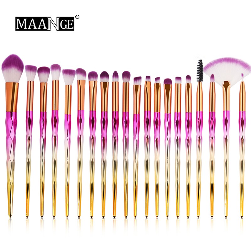 Bộ 20 Cọ Trang Điểm MAANGE Thiết Kế Tay Cầm Họa Tiết Vân Kim Cương Thời Trang 150g