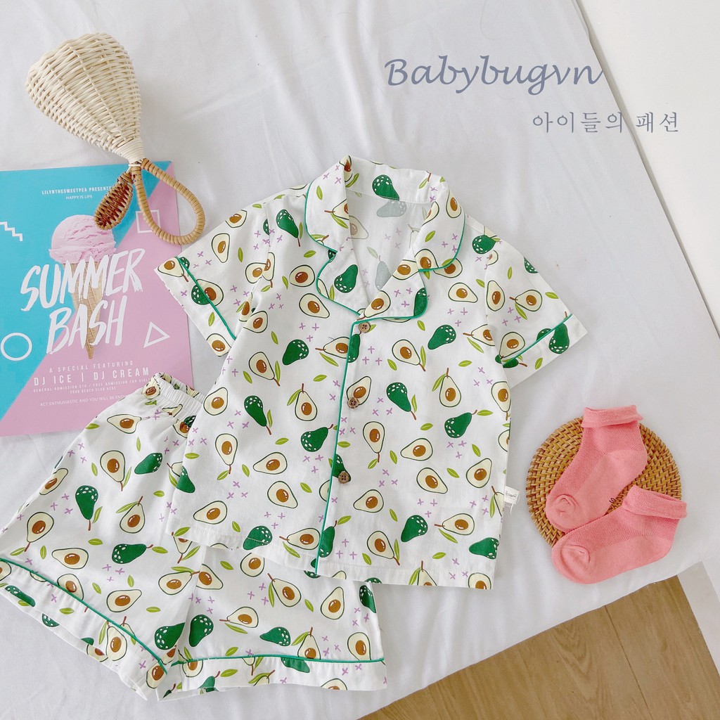 Bộ đồ ngủ cộc tay cho bé - Babybugvn - Bộ cotton xuất hàn