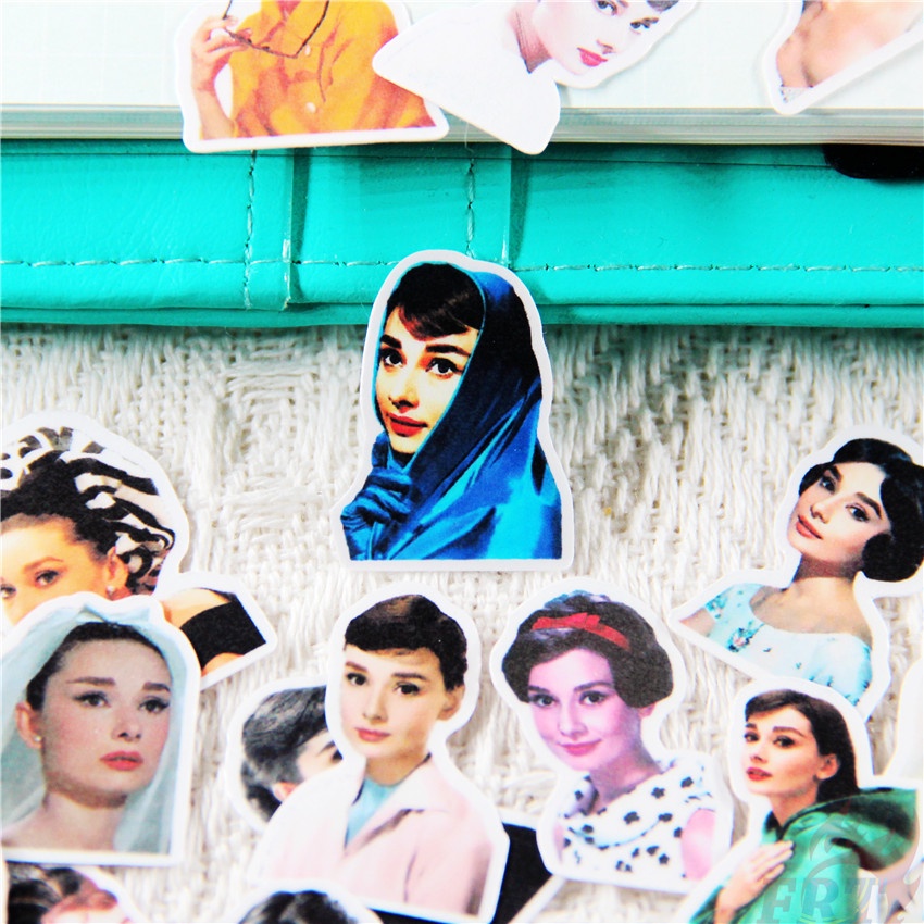 ★★★ Audrey Hepburn Q-2 Artistic Life Mini Diary Manual Stickers ★★★ 50pcs/set DIY Fashion Album Decor Stickers（Size：2~3cm）