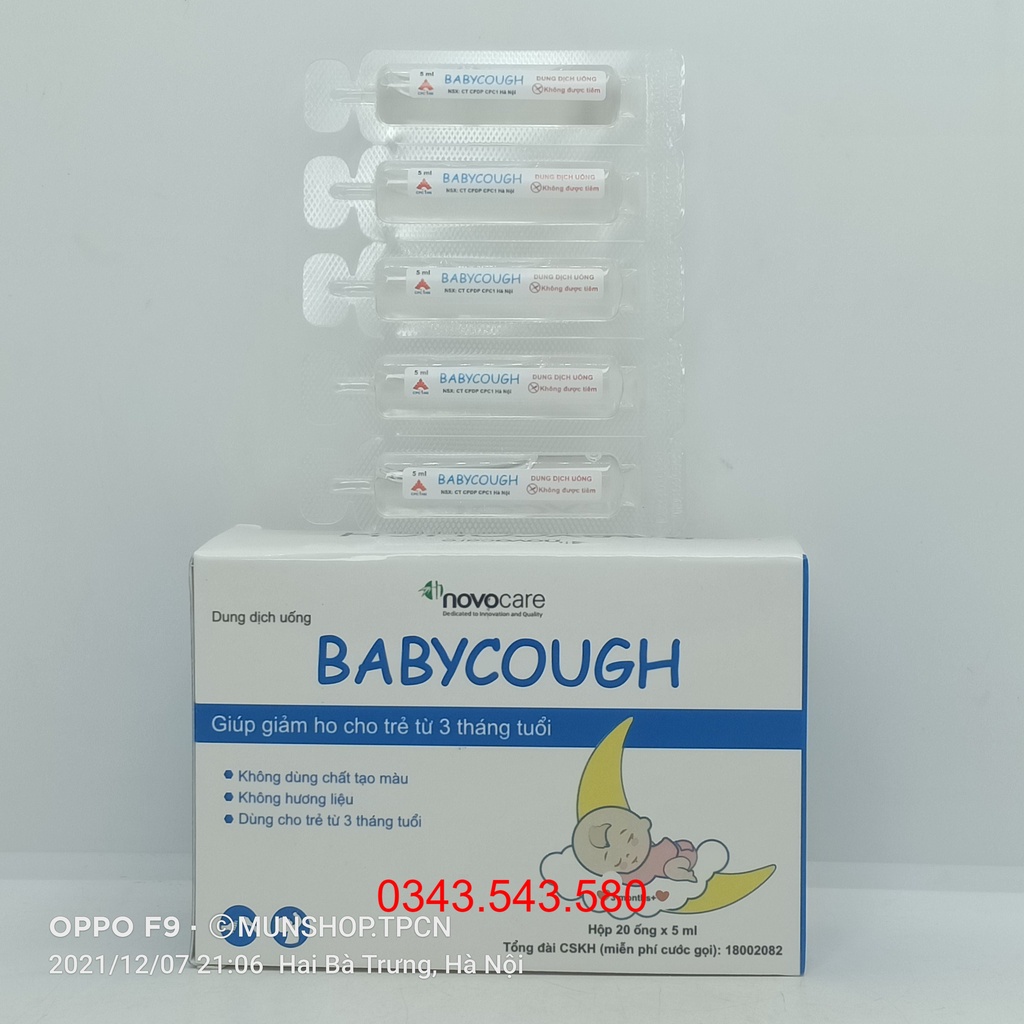 Dung dịch uống Babycough – Dùng cho trẻ từ 3 tháng tuổi - giảm ho trẻ sơ sinh