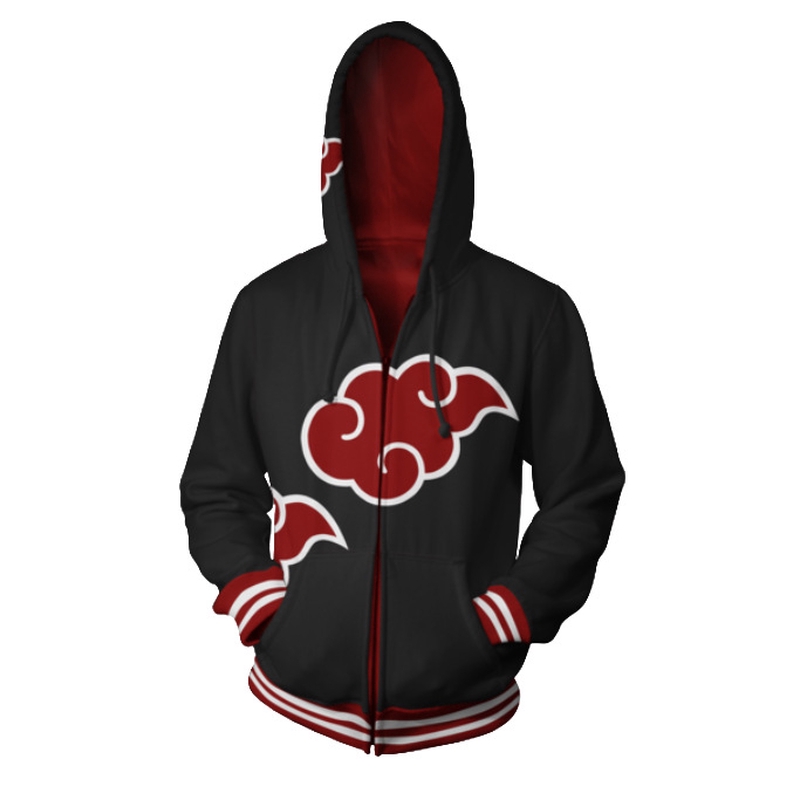 Áo hoodie in biểu tượng Akatsuki 3D trong Naruto đẹp mắt