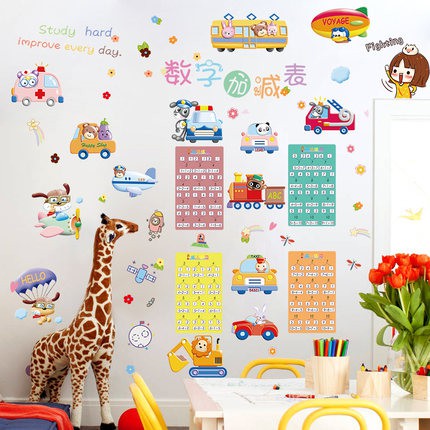 decal dán tường bảng cộng cho bé cấp 1