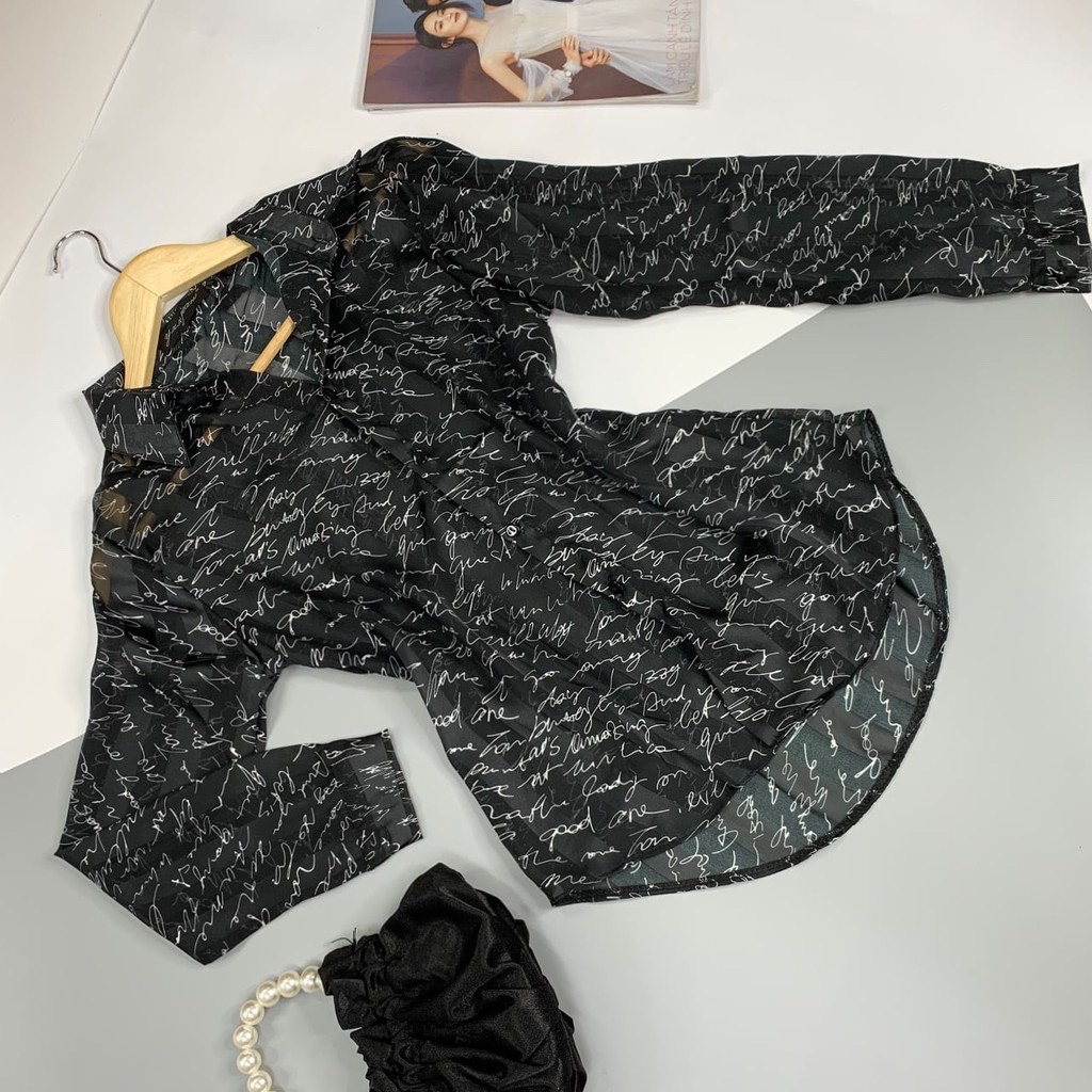 Áo sơ mi nữ cao cấp công sở đẹp MQ BOUTIQUE áo sơ mi chữ