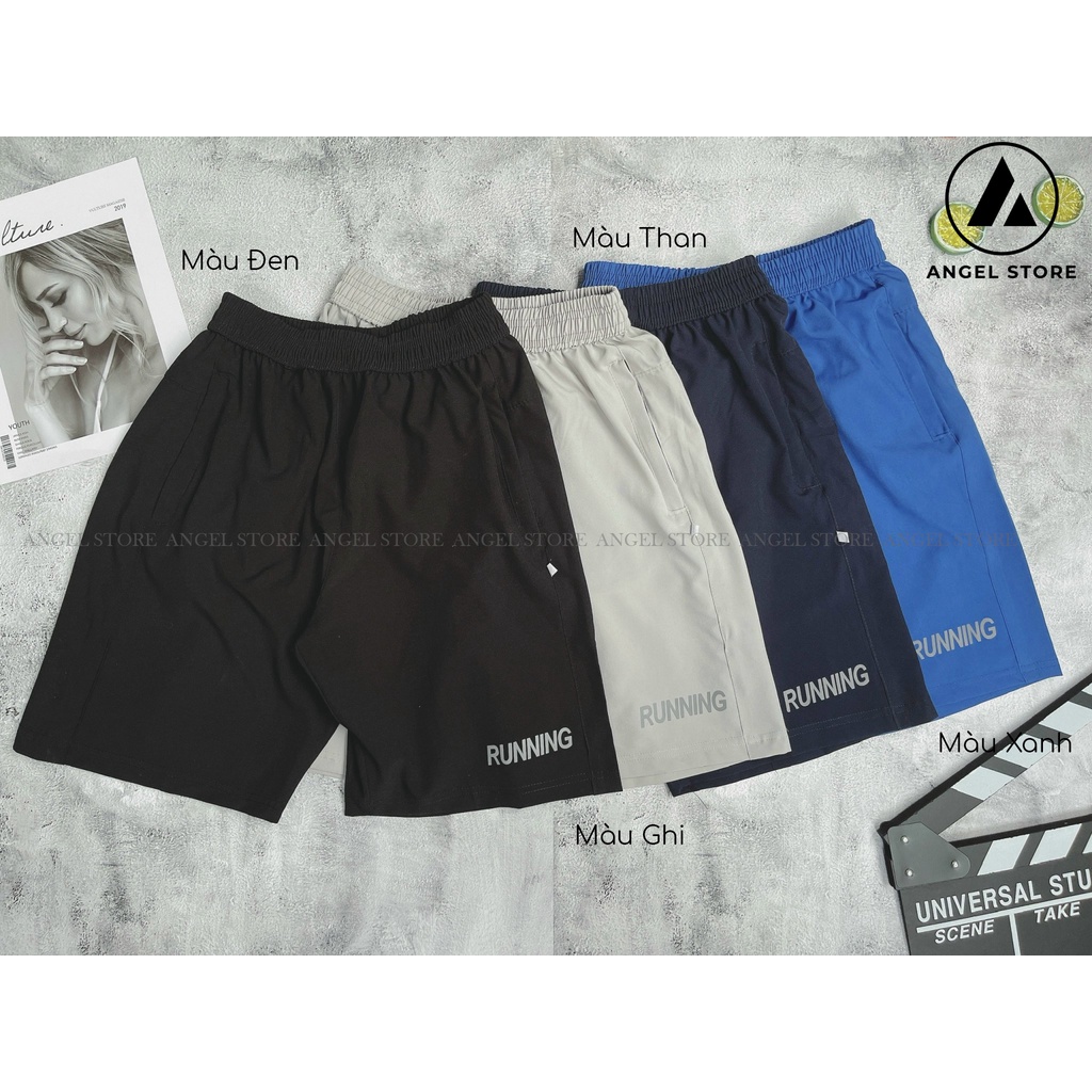 Quần đùi nam RUNNING, quần short thể thao ANGEL STORE vải gió mền mịn mặc nhà đi chơi đều đẹp