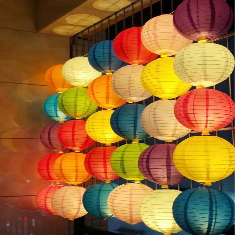 Lồng Đèn Giấy 15cm Phong Cách Trung Hoa Treo Trang Trí Lễ Hội