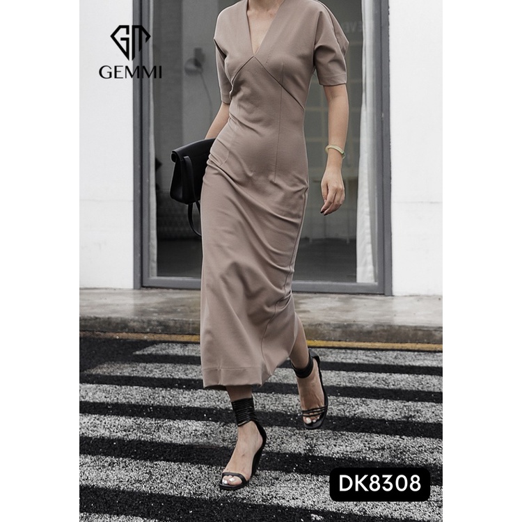 Đầm thiết kế chất Umi cồ chữ V Gemmi fashion - DK8308