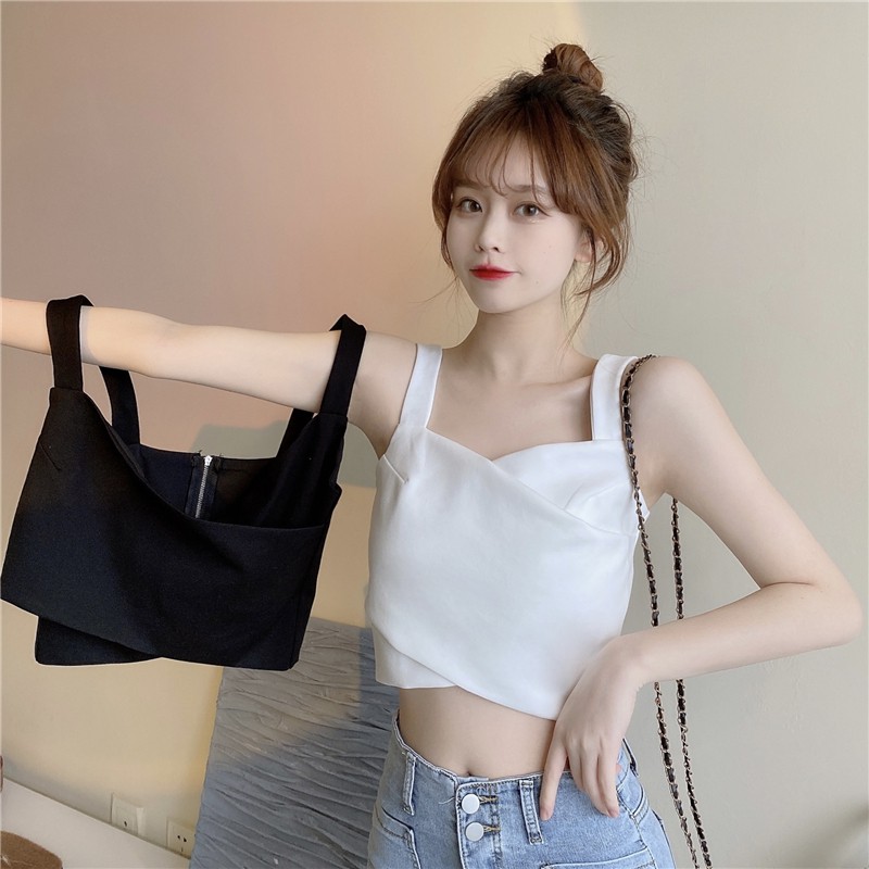 [Mã FAMARAL2 giảm 10K đơn 50K] áo sơ mi nữ 2 dây cực xinh có khóa kéo mặc được 2 mặt