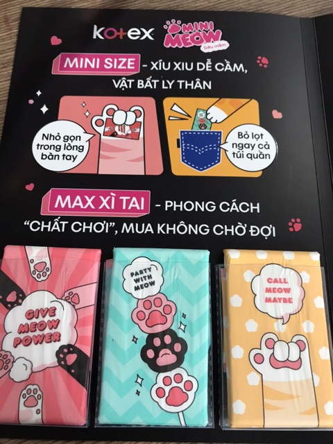 KOTEX Mini Meow cho tuổi teen- thùng 16 gói