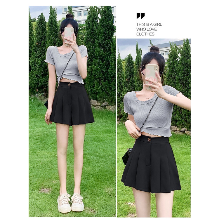 Quần Short Nữ Ly Phồng, Giả Váy, Lưng Chun Sau, Vải Tuyết Mưa, Có bigsize 90KG