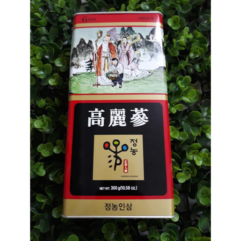 Hồng sâm khô nguyên củ 6 năm tuổi, hộp thiếc cao cấp (300gr) Hàn Quốc, hsd 2022