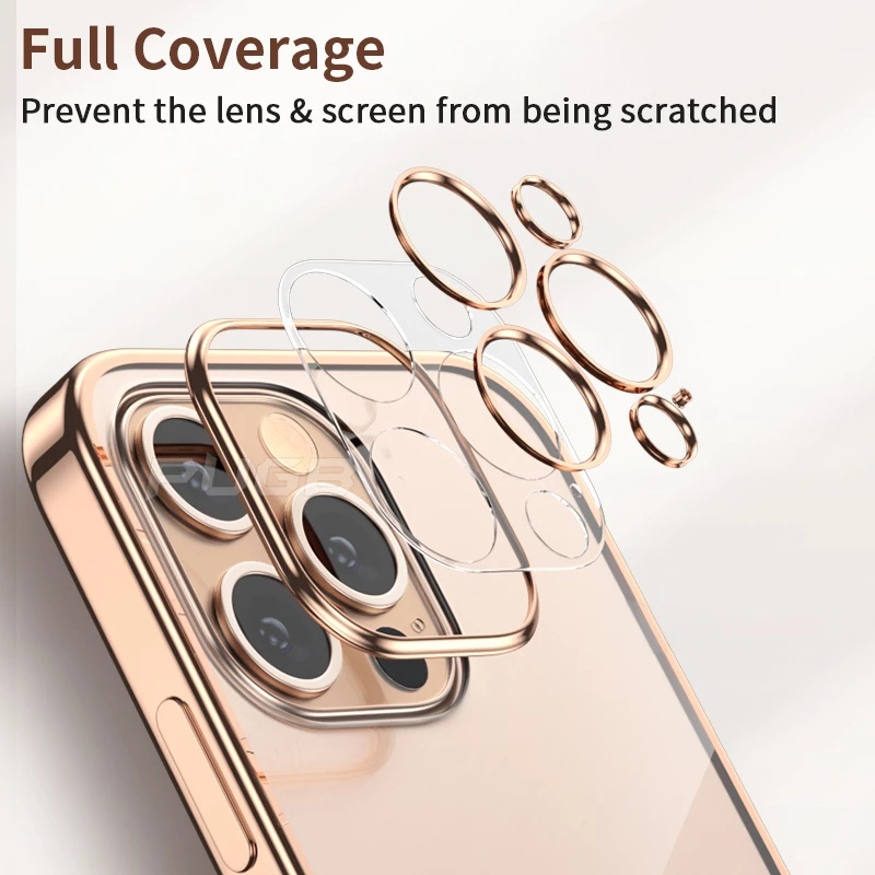 Ốp Điện Thoại Silicon Mềm Trong Suốt Mạ Vàng Sang Trọng Cho iphone 13ProMax 11 13 12 pro MAX 6 6S 7+ 8 PLUS X XS MAX XR SE 2020