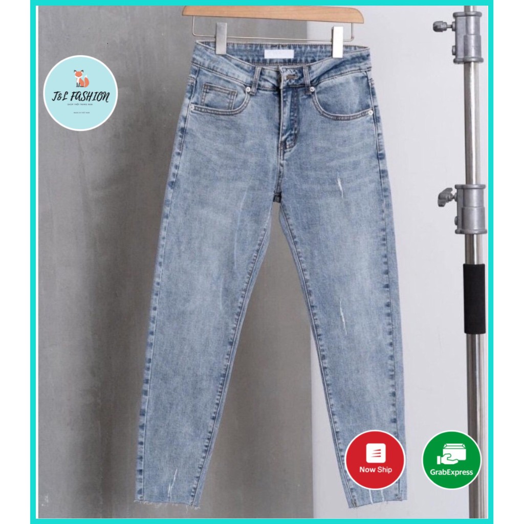 Quần Jean Nam Chất Bò Màu Xanh Trơn Cao Cấp Co Dãn Phong Cách Thời Trang T&L store ms603