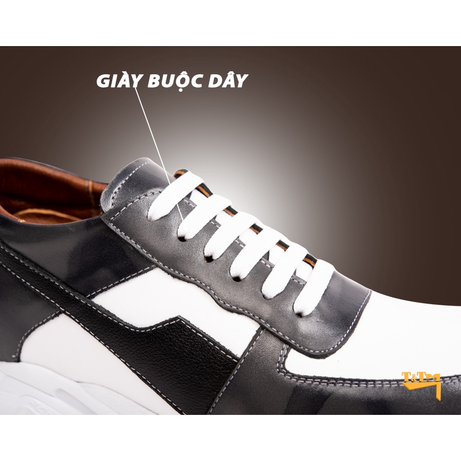 [ 8CM ] Giày Cao Nam T&amp;TRA T24 Trắng Xám