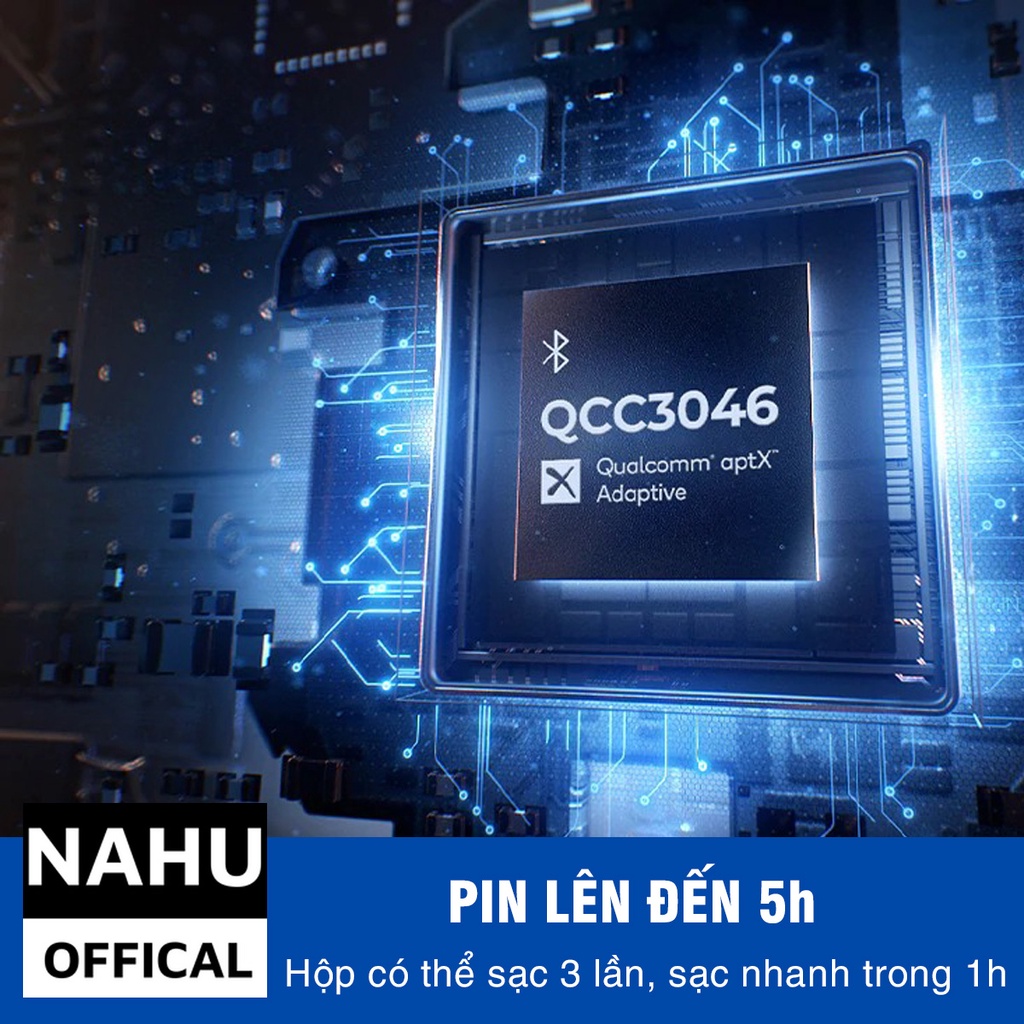 Tai Nghe Bluetooth Pro Màu Đen Chính Hãng NAHU True Wireless Không Dây Có Mic Chống Ồn Ko Dây Nhét Tai Nguyên Seal