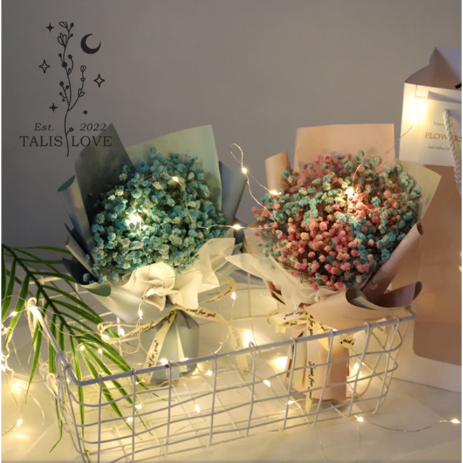 Bó hoa baby khô vĩnh cửu kèm túi quà tặng valentine, sinh nhật, tỏ tình, cầu hôn