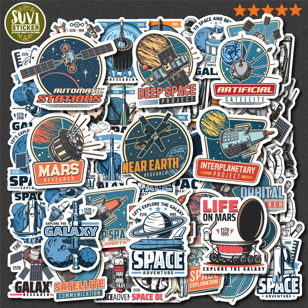 50 Sticker Galaxy Vũ Trụ chống nước sticker dán mũ bảo hiểm, laptop, điện thoại, đàn guitar, vali. MSP: NS05