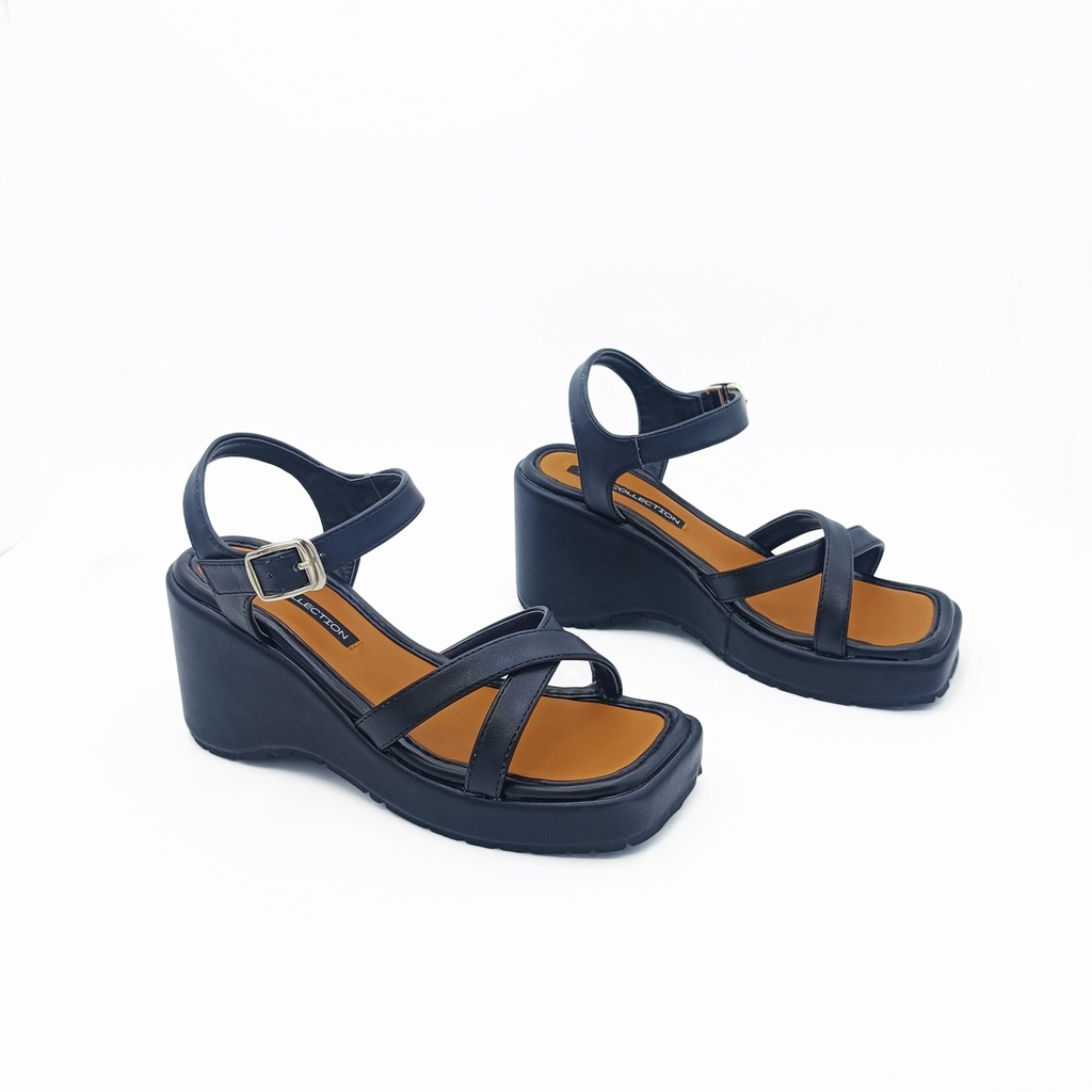 Giày sandal đế xuồng quai chéo 8cm XIARA HADU MX14 da PU cao cấp