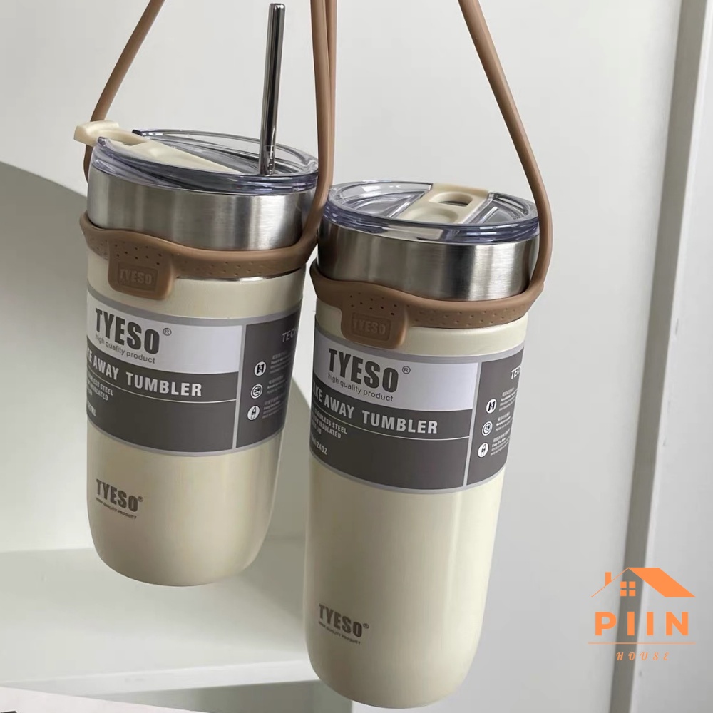 Bình nước giữ nhiệt có quai tặng kèm 2 ống hút, sticker inox 304 màu kem, 550ml/710ml thời gian 6-12 tiếng – PIIN HOUSE