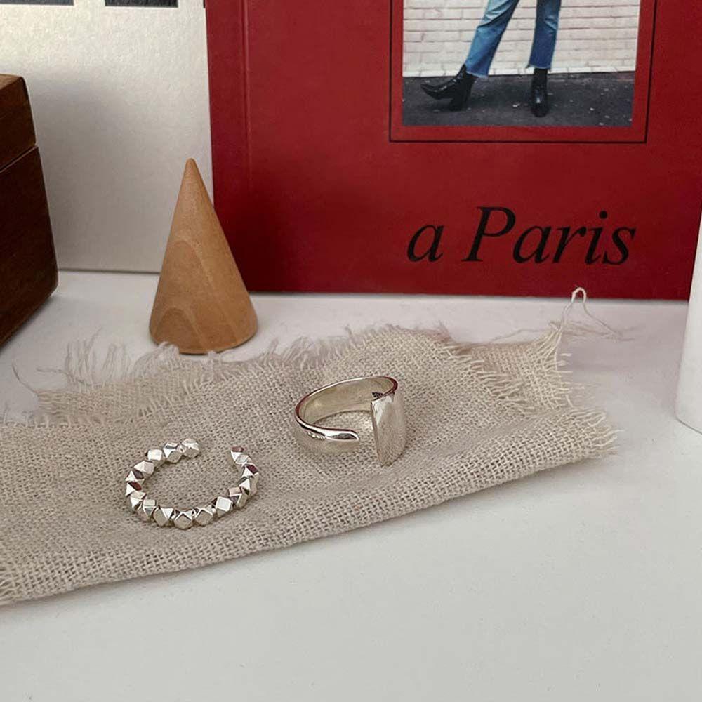 Nhẫn Hở Đính Hạt Vuông Phong Cách Hip Hop Punk Cho Nữ