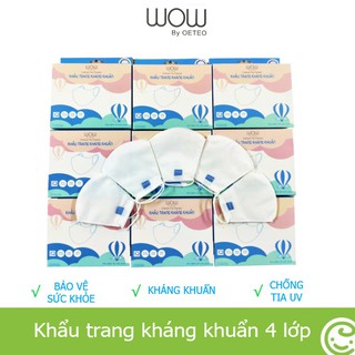 Hộp 10 khẩu trang cho bé 4 lớp kháng khuẩn WOW by OETEO chất liệu vải không dệt