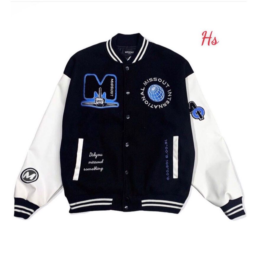 Áo Khoác Bomber Jacket Varsity Cardigan Missout Họa Tiết Thêu Chất Đẹp Có Ảnh Thật - Áo Bomber Nam Nữ Hót Trend X.Store
