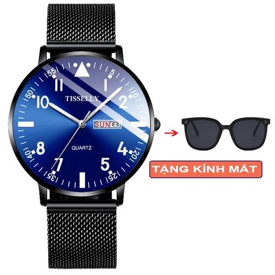 (TẶNG KÍNH MẮT)Đồng hồ nam Fourron  T018G không thấm nước 3ATM chạy 2 lịch dây hợp kim thép