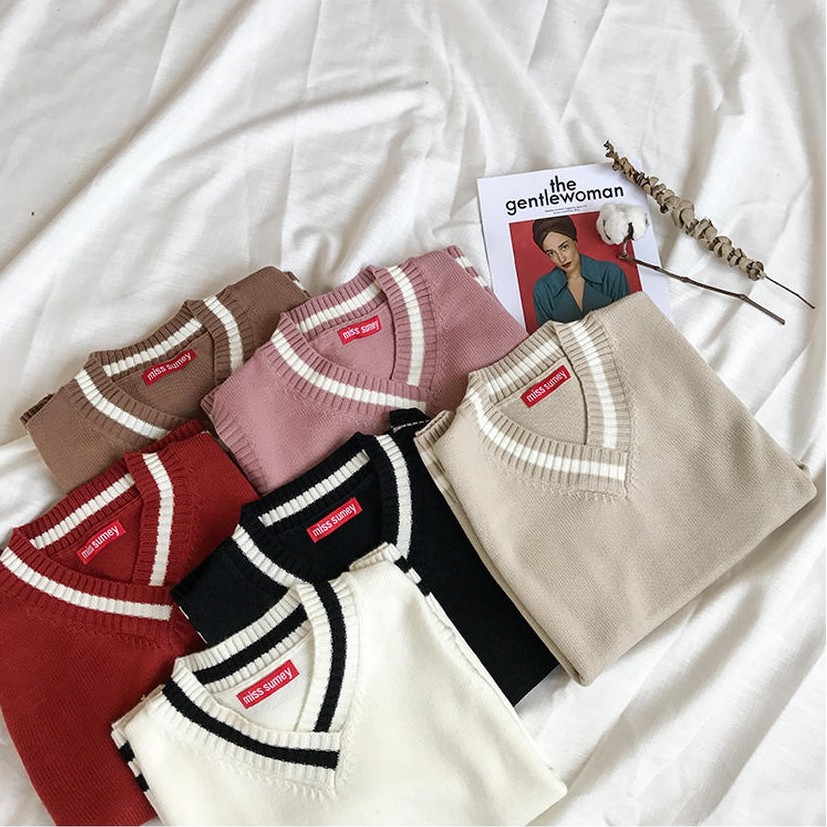 Áo Dệt Kim Sát Nách Kẻ Sọc Ngang Trẻ Trung Hợp Thời Trang Cho Bạn Gái