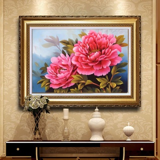 Tranh thêu chữ thập hoa mẫu đơn aa2067-75x55cm