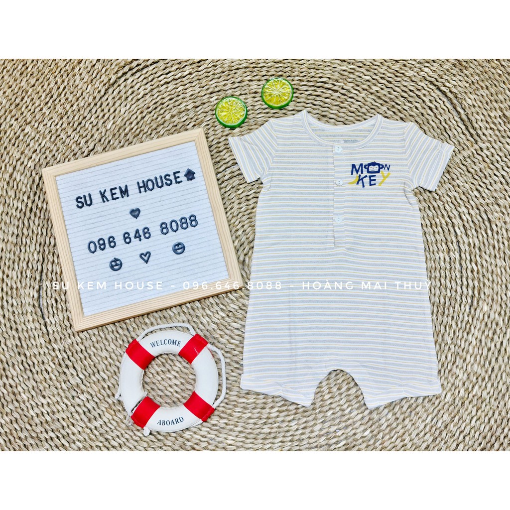 Bộ quần áo body kẻ cộc tay AbbieOh BD252 cho bé từ 6-18tháng