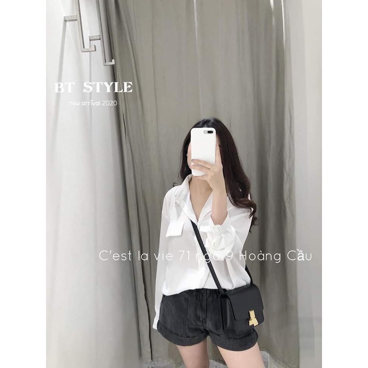 [Mã FAMARAL1 giảm 10K đơn 50K] ÁO SƠ MI GU CỔ VEST 2 TÚI NGỰC