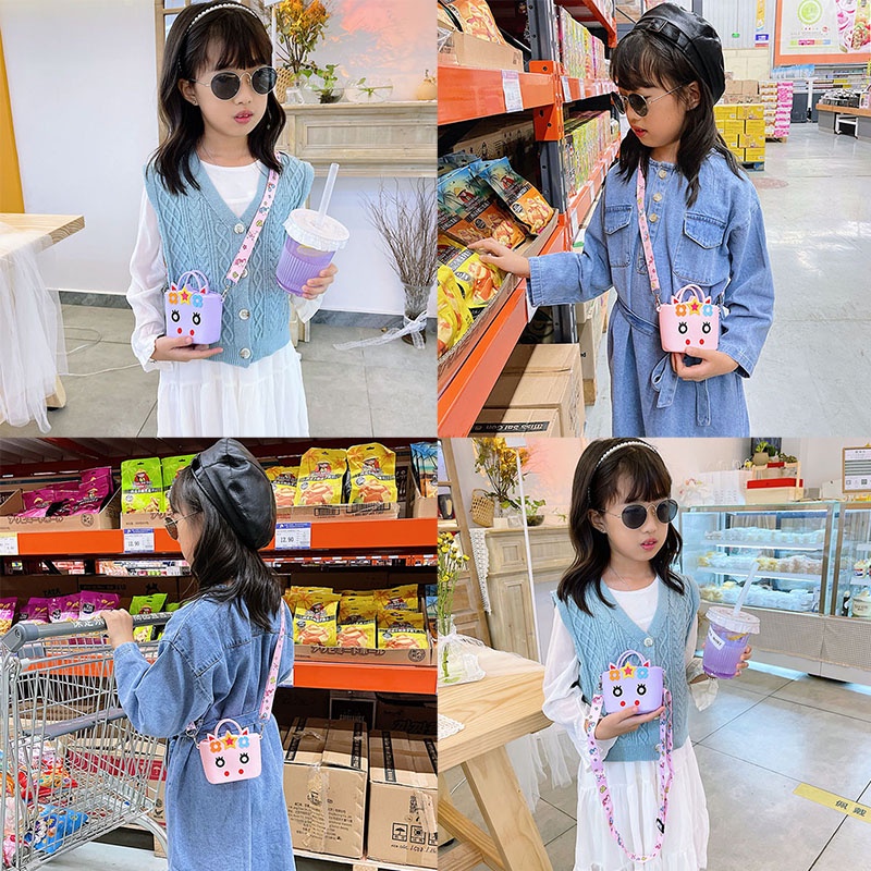 Túi đeo chéo hoạt hình kỳ lân dễ thương cho bé gái