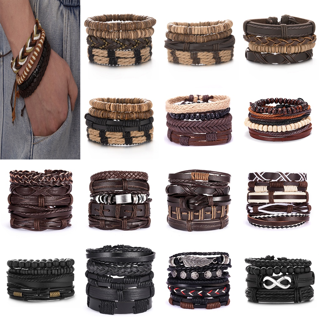 Vòng đeo tay RINHOO FRIENDSHIP da bện tùy chọn số lượng thời trang cá tính cho nam