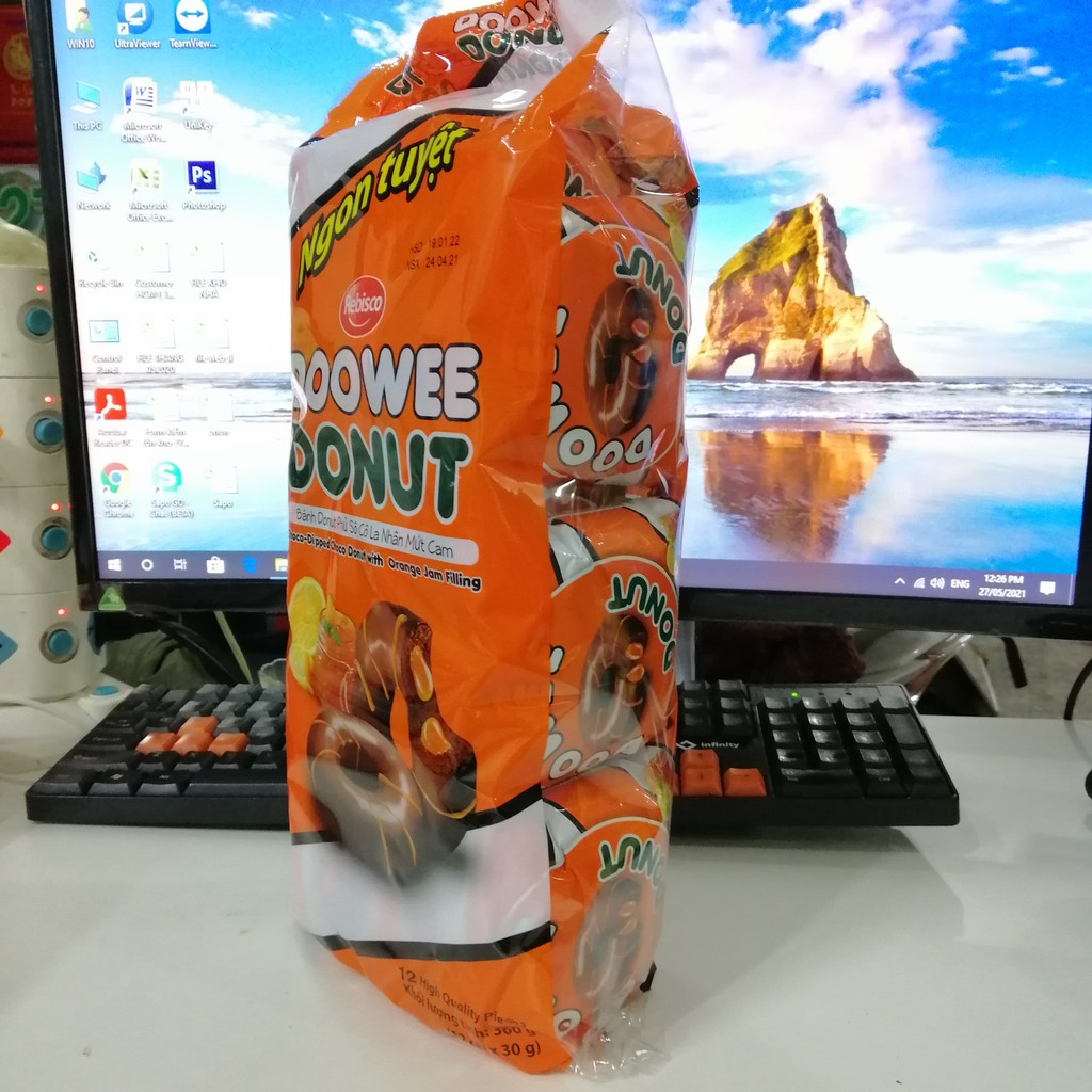 Bánh Doowee Donut Phủ Sôcôla Nhân Mứt Cam (Gói 12 cái)