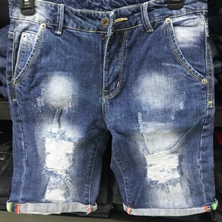 Short jean rách xanh đậm