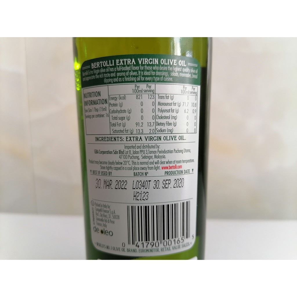 [250ml - Extra] Dầu Ô Liu siêu nguyên chất [Italia] BERTOLLI Rich Taste Olive Extra Virgin (anm-hk)