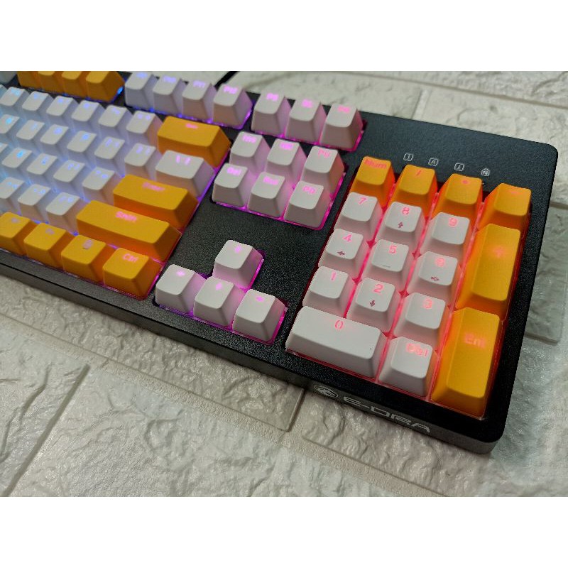 Phím Cơ Edra 3104 RGB Blue switch keycap bpt mix 2 màu trắng vàng