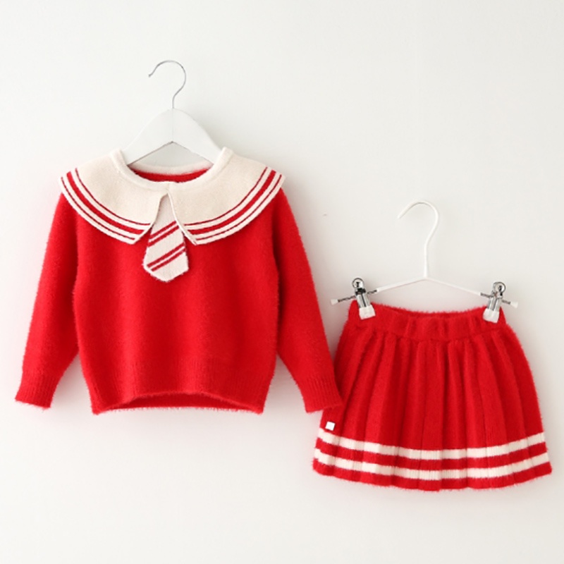 BEAR LEADER Set Đồ 2 Món Có Áo Len Thời Trang Mùa Đông Họa Tiết Gấu Dành Cho Bé Gái