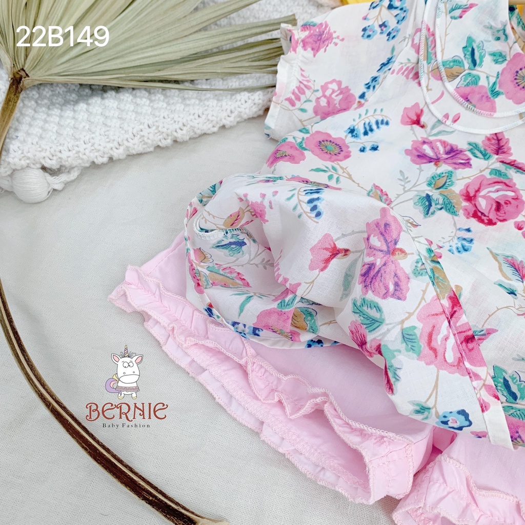 set bộ bé gái cổ sen hoa 2 tầng chất thô mềm mịn.họa tiết hoa xinh xắn Shushibaby