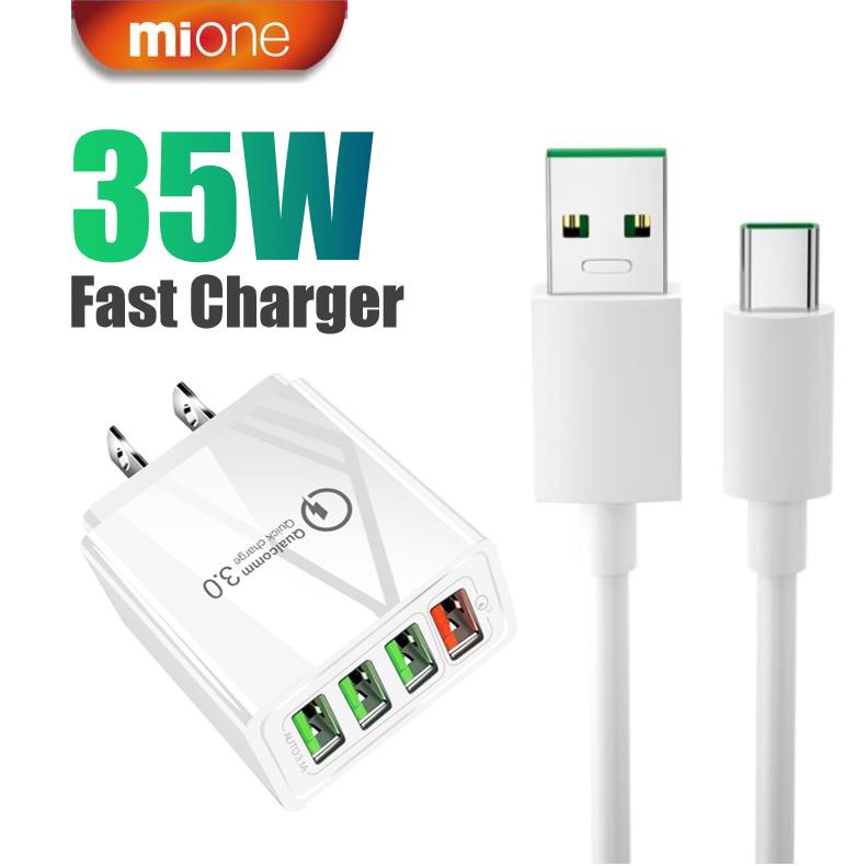 Củ sạc nhanh mione USB 4 cổng 35W 6a QC 3.0 5V3A US tiện dụng khi đi du lịch